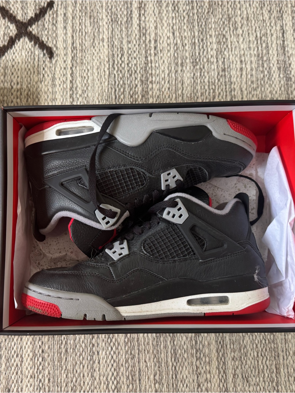 Jordan 4 Retro Bred Reimagined - 7Y (Equivalent to 8.5W) - Black/Cement Grey